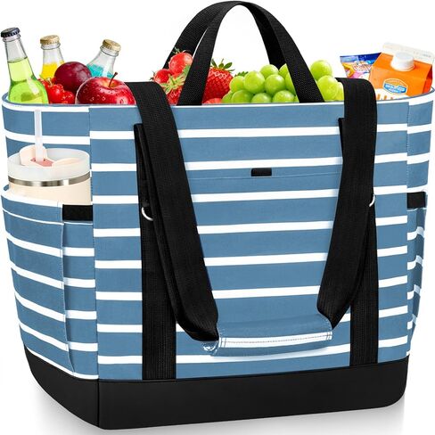 Cooler Bag Insulated, Soft Side Cooler, Reusable Grocery Bags with Zipper Closure, Thermal Leakproof Large Insulated Tote Bag for Hot/Cold Food for Grocery, Beach, Travel, Picnic in Kuwait