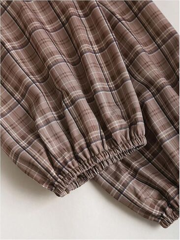 Women's Plaid Patchwork Blouse 2 in 1 Collar Button Down Blouses Elegant Tops in Saudi Arabia