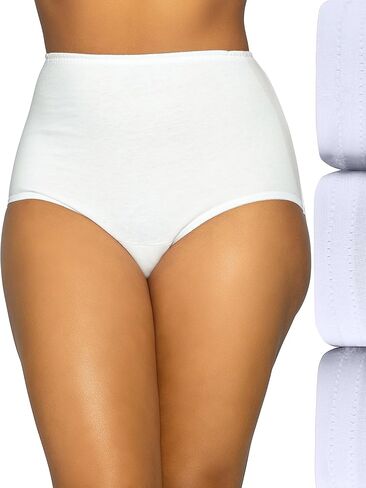 Vanity Fair Women's High Waisted Underwear, Full Coverage Ladies Panties, Perfectly Yours Briefs, Nylon - Raspberry Haze/Bare Pink/Glacier White, 7 in Saudi Arabia