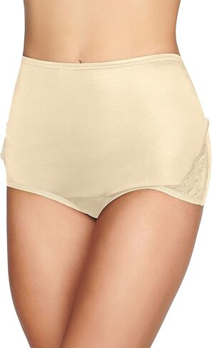 Vanity Fair Women's High Waisted Underwear, Full Coverage Ladies Panties, Perfectly Yours Briefs, Nylon - Raspberry Haze/Bare Pink/Glacier White, 7 in Saudi Arabia