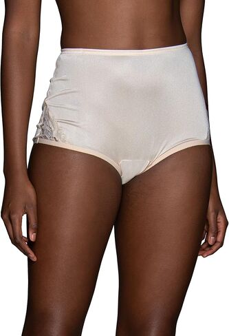 Vanity Fair Women's High Waisted Underwear, Full Coverage Ladies Panties, Perfectly Yours Briefs, Nylon - Raspberry Haze/Bare Pink/Glacier White, 7 in Saudi Arabia