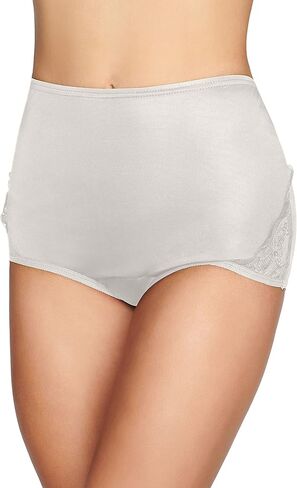 Vanity Fair Women's High Waisted Underwear, Full Coverage Ladies Panties, Perfectly Yours Briefs, Nylon - Raspberry Haze/Bare Pink/Glacier White, 7 in Saudi Arabia