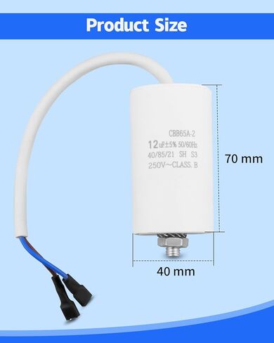 CBB65A-2 12uF 50/60Hz 250V Run Capacitor Compatible with Turbo Air Refrigerator & Freezer in Saudi Arabia