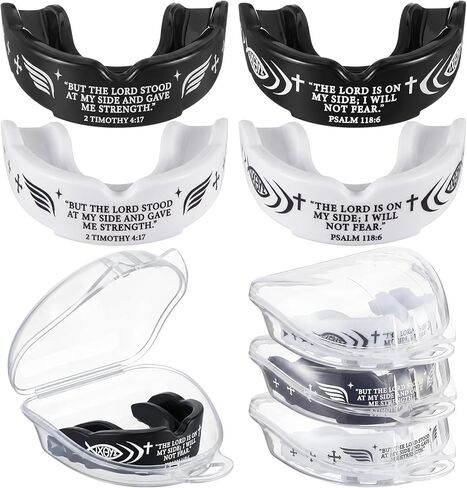 Konohan 4 Pcs Mouth Guard - Cross Sport Mouthguard with Case Christian Mouthguards Braces Teeth Armor Sport Game Guard for Youth Football Boxing Lacrosse Football Basketball Wrestling Rugby Taekwondo in Saudi Arabia