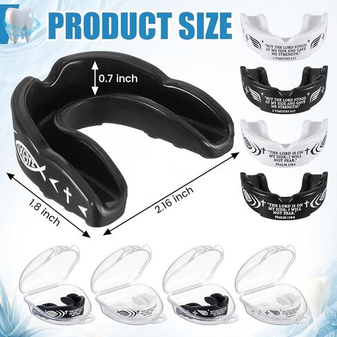 Konohan 4 Pcs Mouth Guard - Cross Sport Mouthguard with Case Christian Mouthguards Braces Teeth Armor Sport Game Guard for Youth Football Boxing Lacrosse Football Basketball Wrestling Rugby Taekwondo in Saudi Arabia