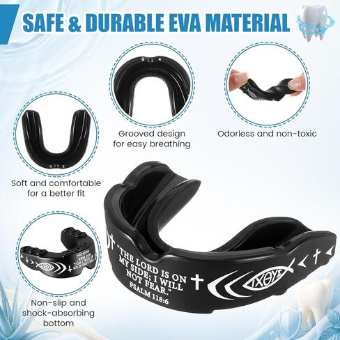 Konohan 4 Pcs Mouth Guard - Cross Sport Mouthguard with Case Christian Mouthguards Braces Teeth Armor Sport Game Guard for Youth Football Boxing Lacrosse Football Basketball Wrestling Rugby Taekwondo in Saudi Arabia