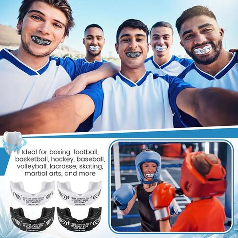 Konohan 4 Pcs Mouth Guard - Cross Sport Mouthguard with Case Christian Mouthguards Braces Teeth Armor Sport Game Guard for Youth Football Boxing Lacrosse Football Basketball Wrestling Rugby Taekwondo in Saudi Arabia