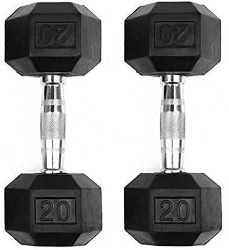 GYMENIST Single Hex Rubber Dumbbell with Metal Handles Exercise Heavy Workout Dumbbells Workout Weights Sold As Singles or Set of 2 in Saudi Arabia