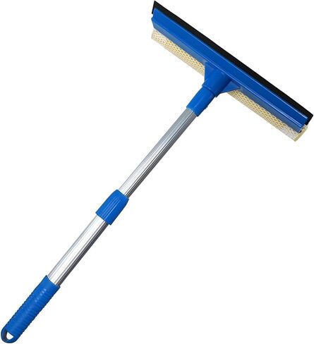 ممسحة نافذة احترافية 2 في 1 بمقبض تلسكوبي من الفولاذ المقاوم للصدأ (13.3 بوصة - 18.9 بوصة) | اسفنج ومكشطة للزجاج والدش والسيارات والأسطح العالية in Kuwait