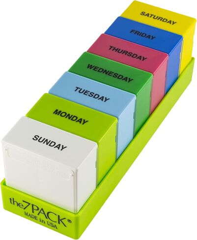 منظم حبوب منع الحمل 7Pack® 7 Day AM/PM مع صينية خضراء عميقة (صنع في الولايات المتحدة الأمريكية) in Saudi Arabia