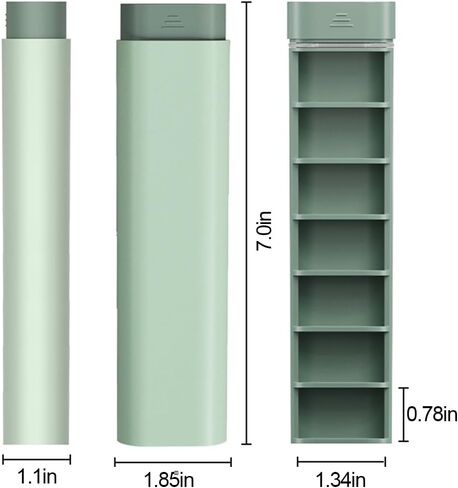Weekly Pill Organizer 7 Day - Daily Pill Box with Drawer Design, Travel Pill Case for Vitamins & Supplements, Compact Medicine Organizer (Green) in Saudi Arabia