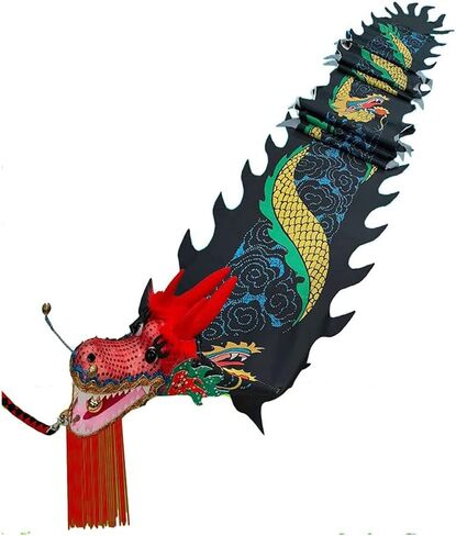 Dragon Dance Ribbon 3D Dragon Poi Chinese Dragon Dance Ribbon Streamer for Outdoor Spring Outing, Fiberglass Handsticks + Travel Bag! Shows Prop in Saudi Arabia
