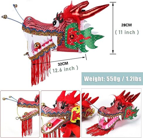 Dragon Dance Ribbon 3D Dragon Poi Chinese Dragon Dance Ribbon Streamer for Outdoor Spring Outing, Fiberglass Handsticks + Travel Bag! Shows Prop in Saudi Arabia