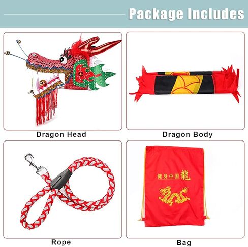 Dragon Dance Ribbon 3D Dragon Poi Chinese Dragon Dance Ribbon Streamer for Outdoor Spring Outing, Fiberglass Handsticks + Travel Bag! Shows Prop in Saudi Arabia