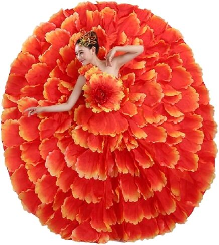 360 فستان رقص مفتوح كبير تتفتح الزهور أزياء رقص الرقص النساء تنورة كبيرة تنورة البتلة in Kuwait