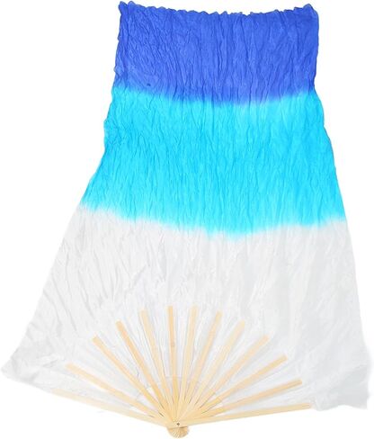 2 قطعة 1.5 متر الحرير الاصطناعي الرقص الشرقي الخيزران F K الرقص الشرقي مروحة خيزران تريكولور ساحة الرقص مروحة الرقص الدعائم الأبيض السماوي الأزرق in Saudi Arabia