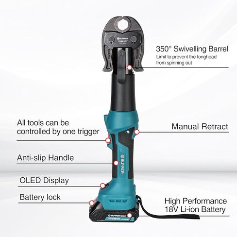 ZUPPER Compact Pro Press Tool kit with 1/2", 3/4", 1" Copper Pro Press Jaws, 2pcs Battery, Fast Charger & Carrying Case in Saudi Arabia