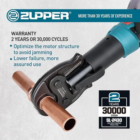 ZUPPER Compact Pro Press Tool kit with 1/2", 3/4", 1" Copper Pro Press Jaws, 2pcs Battery, Fast Charger & Carrying Case in Saudi Arabia