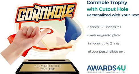 جوائز كأس كورنهول للبطولة - جوائز لبطل كورن هول مقاس 5.75 بوصة - جائزة الفائز بالحقائب للفائز - مخصصة حسب النص الخاص بك! in Kuwait