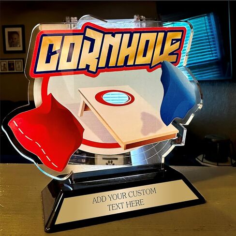 جوائز كأس كورنهول للبطولة - جوائز لبطل كورن هول مقاس 5.75 بوصة - جائزة الفائز بالحقائب للفائز - مخصصة حسب النص الخاص بك! in Kuwait