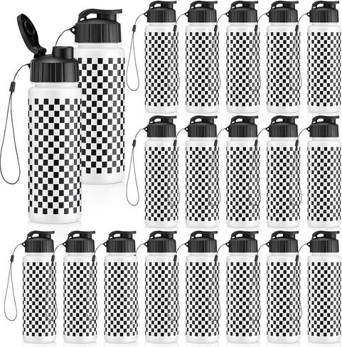 Mifoci 20 Pcs 17oz Race Car Cups Black White Checkered Water Bottles Bulk Checkered Plastic Travel Coffee Water Tumbler Cup Mug Gifts with Leak Proof Flip Top for Sports Party Hiking Cycling in Saudi Arabia