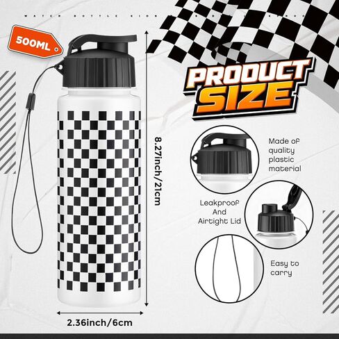 Mifoci 20 Pcs 17oz Race Car Cups Black White Checkered Water Bottles Bulk Checkered Plastic Travel Coffee Water Tumbler Cup Mug Gifts with Leak Proof Flip Top for Sports Party Hiking Cycling in Saudi Arabia