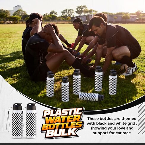 Mifoci 20 Pcs 17oz Race Car Cups Black White Checkered Water Bottles Bulk Checkered Plastic Travel Coffee Water Tumbler Cup Mug Gifts with Leak Proof Flip Top for Sports Party Hiking Cycling in Saudi Arabia