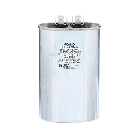 (TP-CAP-40/440) 40 MFD (Microfarads) 440 Volt Oval Single Run Capacitor | 60,000 Hour Operating Life, Aluminum Composition, -40°F to 158°F (-40°C to 70°C) Temperature Range in Saudi Arabia