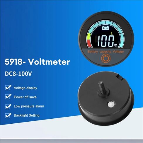 1 قطعة 5918 DC7-100V الفولتميتر الرقمي الدائري مقاوم للماء قدرة البطارية رصد جهاز قياس الجهد الكهربائي مؤشر مستوى البطارية العالمي (مضمن) in Kuwait
