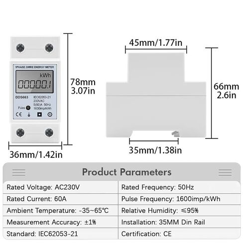 1 قطعة التيار المتناوب 220 فولت 230 فولت 60A 50 هرتز شاشة ديجيتال مرحلة واحدة مقياس الطاقة الكهربائية كيلوواط ساعة التيار المتناوب الرقمية واط ساعة متر اختبار متر الدين السكك الحديدية in Kuwait