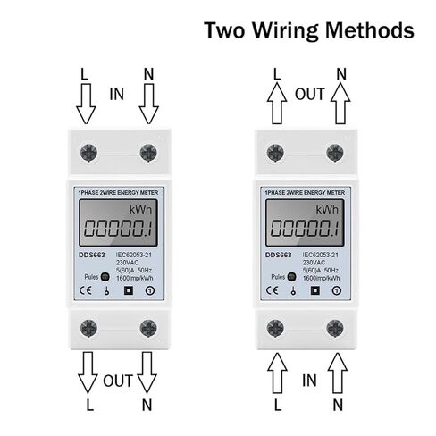 1 قطعة التيار المتناوب 220 فولت 230 فولت 60A 50 هرتز شاشة ديجيتال مرحلة واحدة مقياس الطاقة الكهربائية كيلوواط ساعة التيار المتناوب الرقمية واط ساعة متر اختبار متر الدين السكك الحديدية in Kuwait