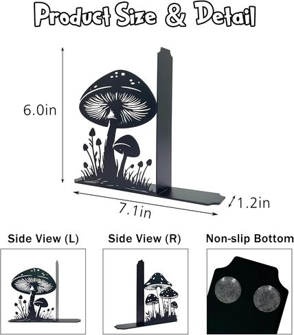 Cute Mushroom Decorative Bookends Unique and Stylish Book Ends Waterproof & Durable Perfect Size Ideal Gift for Mushroom Lovers in Kuwait