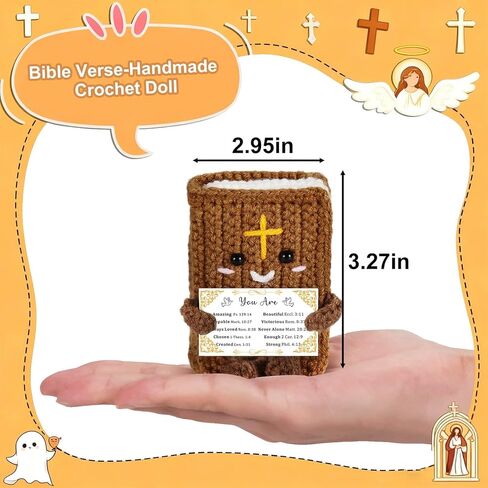 Handmade Bible Verse Positive Crochet Doll Scripture Christian Gifts for Kids Women Men Christians Catholic Baptism First Communion Birthday Gifts for Teen Girls Boys Valentines Gift Home Church Decor in Saudi Arabia