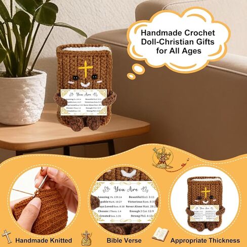 Handmade Bible Verse Positive Crochet Doll Scripture Christian Gifts for Kids Women Men Christians Catholic Baptism First Communion Birthday Gifts for Teen Girls Boys Valentines Gift Home Church Decor in Saudi Arabia