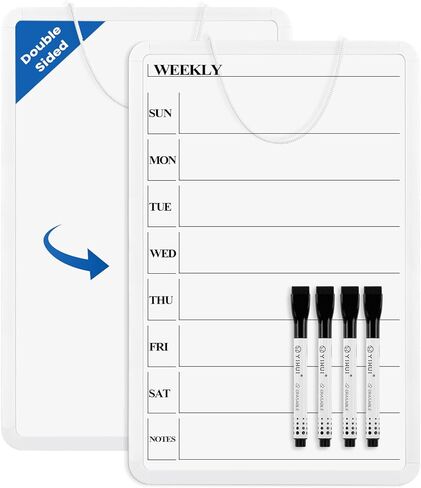 Weekly Whiteboard Calendar for Wall, Small 11" x 17" Planning Board with Plastic Frame, Hanging Dry Erase Calendar for Kitchen Planner, Home, Office in Saudi Arabia