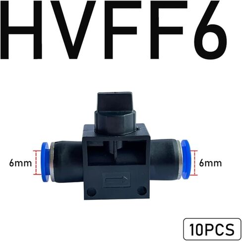 10 قطعة تركيب هوائي HVFF4 HVFF6 HVFF8 10 12 منظم ضغط الأنابيب خنق صمام ضاغط الملحقات صمام اليد التبديل (HVFF8) in Kuwait