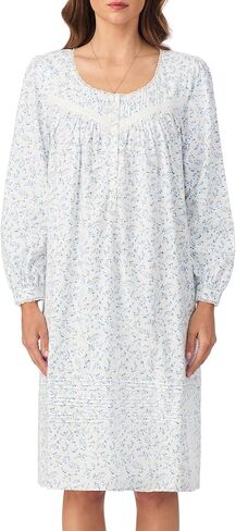 Eileen West Sleepwear & Loungewear for Women - Heritage 100% Cotton Brushed Flannel Collection - Long Sleeve Waltz Nightgown in Saudi Arabia