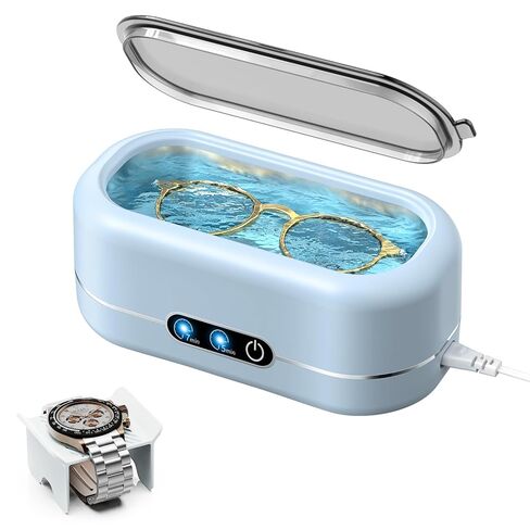 Ultrasonic Jewelry Cleaner, 50KHz Ultrasonic Cleaner Machine with 304 Stainless Steel for Jewelry, Eyeglasses, Rings, Watch Strap, Dentures, Dual Cleaning Modes(Green) in Saudi Arabia