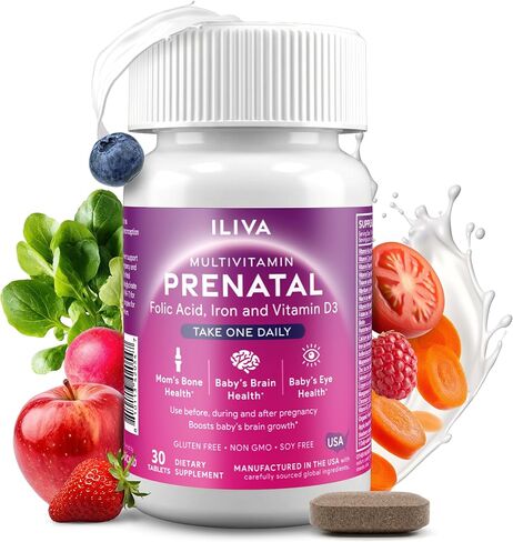 Prenatal Vitamins for Women- Sophisticated Folate and 18 Vitamins and Minerals for Neural Tube Support & Fetal Brain Development, Gluten-Free, Dairy-Free & Soy-Free - 30 Capsules - 30 Servings in Saudi Arabia