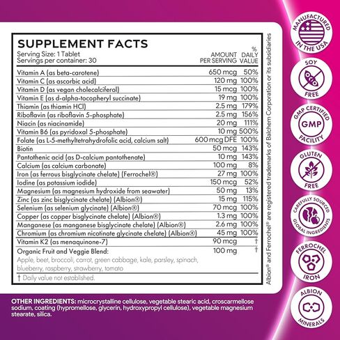 Prenatal Vitamins for Women- Sophisticated Folate and 18 Vitamins and Minerals for Neural Tube Support & Fetal Brain Development, Gluten-Free, Dairy-Free & Soy-Free - 30 Capsules - 30 Servings in Saudi Arabia