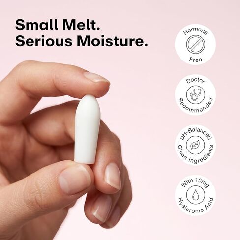 Joylux reliefHER Hydration Melts, Moisturizing Vaginal Suppositories with 15mg Hyaluronic Acid (3X More HA), Non-Hormonal, Supports Intimate Hydration & Comfort, 10 Melts in Kuwait