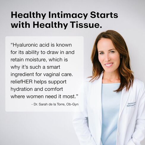 Joylux reliefHER Hydration Melts, Moisturizing Vaginal Suppositories with 15mg Hyaluronic Acid (3X More HA), Non-Hormonal, Supports Intimate Hydration & Comfort, 10 Melts in Kuwait