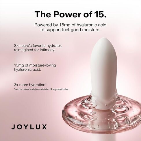 Joylux reliefHER Hydration Melts, Moisturizing Vaginal Suppositories with 15mg Hyaluronic Acid (3X More HA), Non-Hormonal, Supports Intimate Hydration & Comfort, 10 Melts in Kuwait