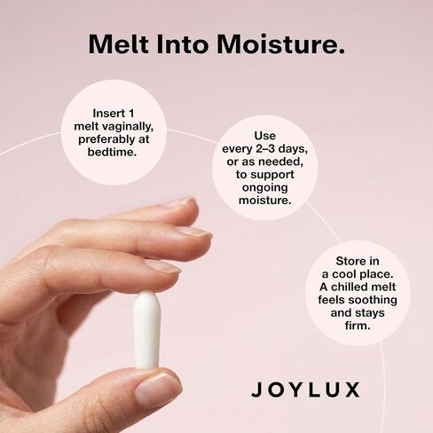 Joylux reliefHER Hydration Melts, Moisturizing Vaginal Suppositories with 15mg Hyaluronic Acid (3X More HA), Non-Hormonal, Supports Intimate Hydration & Comfort, 10 Melts in Kuwait