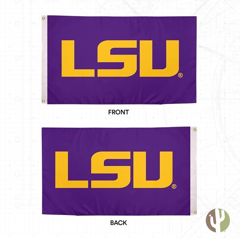لافتات علم صبار الصحراء LSU مزدوجة الجوانب من نمور Geaux Louisiana State University 100% بوليستر أعلام داخلية وخارجية 3 × 5 أقدام (مزدوجة الجوانب - علم 1) in Saudi Arabia