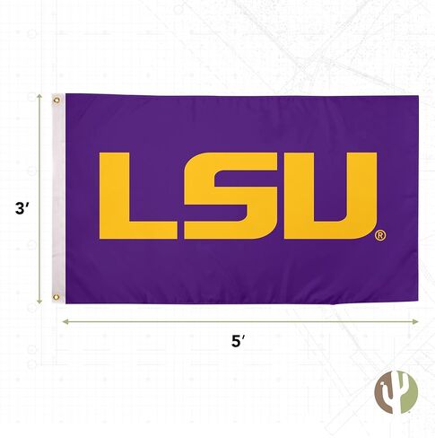 لافتات علم صبار الصحراء LSU مزدوجة الجوانب من نمور Geaux Louisiana State University 100% بوليستر أعلام داخلية وخارجية 3 × 5 أقدام (مزدوجة الجوانب - علم 1) in Saudi Arabia