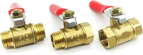 1 Pcs Equal Diameter 1/8" 1/4" 3/8" 1/2" BSPP Inner-Inner/Inner-Outer/Outer-Outer Brass Ball Valve with Red Handle(Male-Male,1/2) in Saudi Arabia