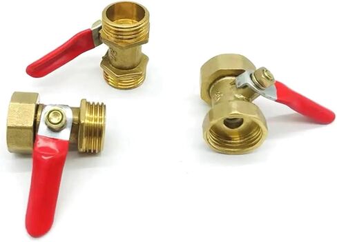 1 Pcs Equal Diameter 1/8" 1/4" 3/8" 1/2" BSPP Inner-Inner/Inner-Outer/Outer-Outer Brass Ball Valve with Red Handle(Male-Male,1/2) in Saudi Arabia