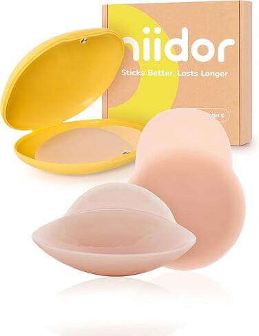 Niidor Silicone Nipple Covers Stickers Pasties Flower Shape Breathable Reusable Breast Petals Boob Bads for Women, Nipple Coverings Adhesive Bra with Case Nude in Kuwait