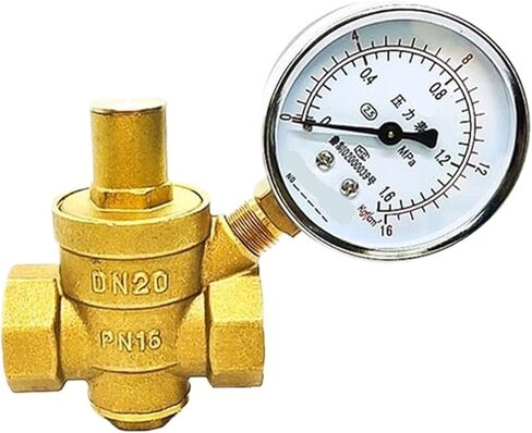 1/2 3/4 1 2 Inch Brass Water Pressure Reducing Maintaining Valve DN15/DN20/DN25/DN32 Regulator Adjustable Relief Gauge 1Pcs(1-1/2",Valve with Gauge) in Saudi Arabia